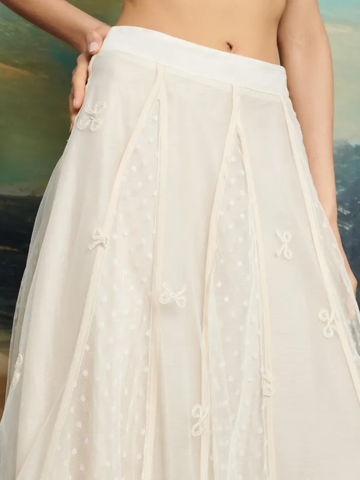 Women Sister Jane Bottoms DREAM Jolene Tulle Ruffle Midi Skirt Vintage Cream