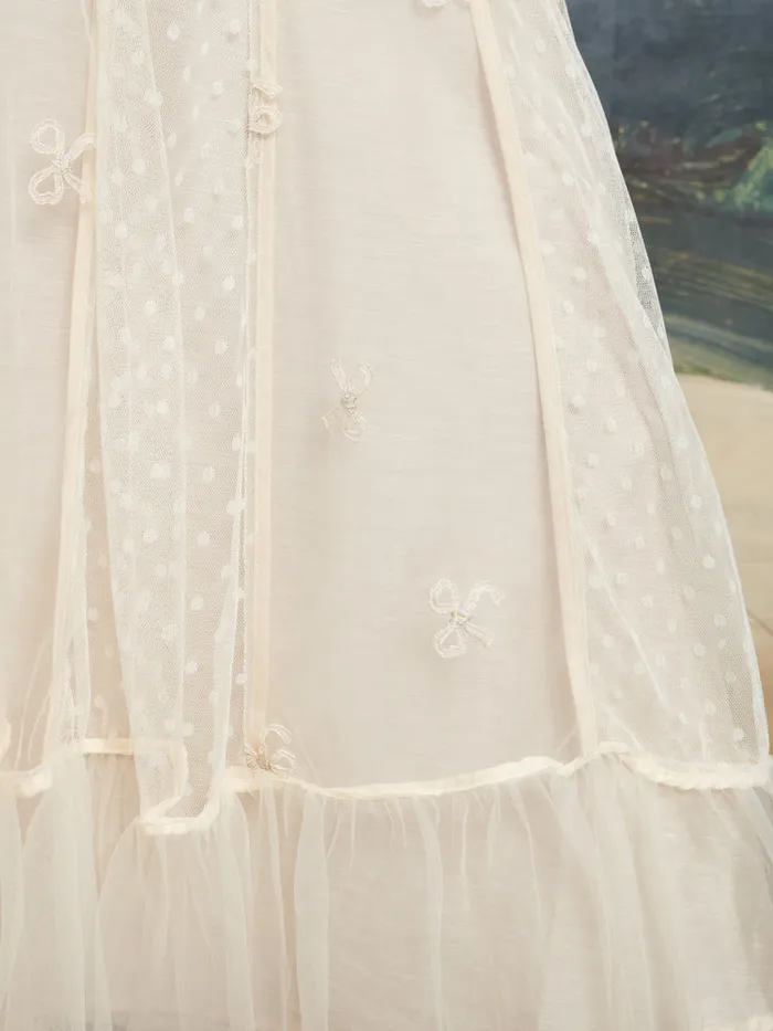 Women Sister Jane Bottoms DREAM Jolene Tulle Ruffle Midi Skirt Vintage Cream