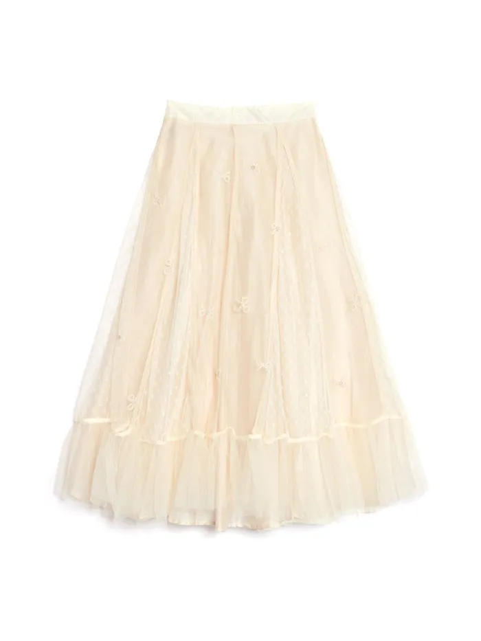 Women Sister Jane Bottoms DREAM Jolene Tulle Ruffle Midi Skirt Vintage Cream