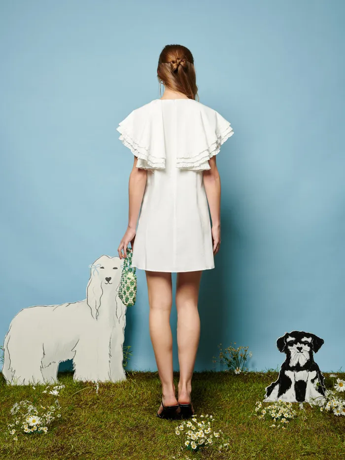 Women Sister Jane Dresses Collie Lace Trim Mini Dress Pearled Ivory