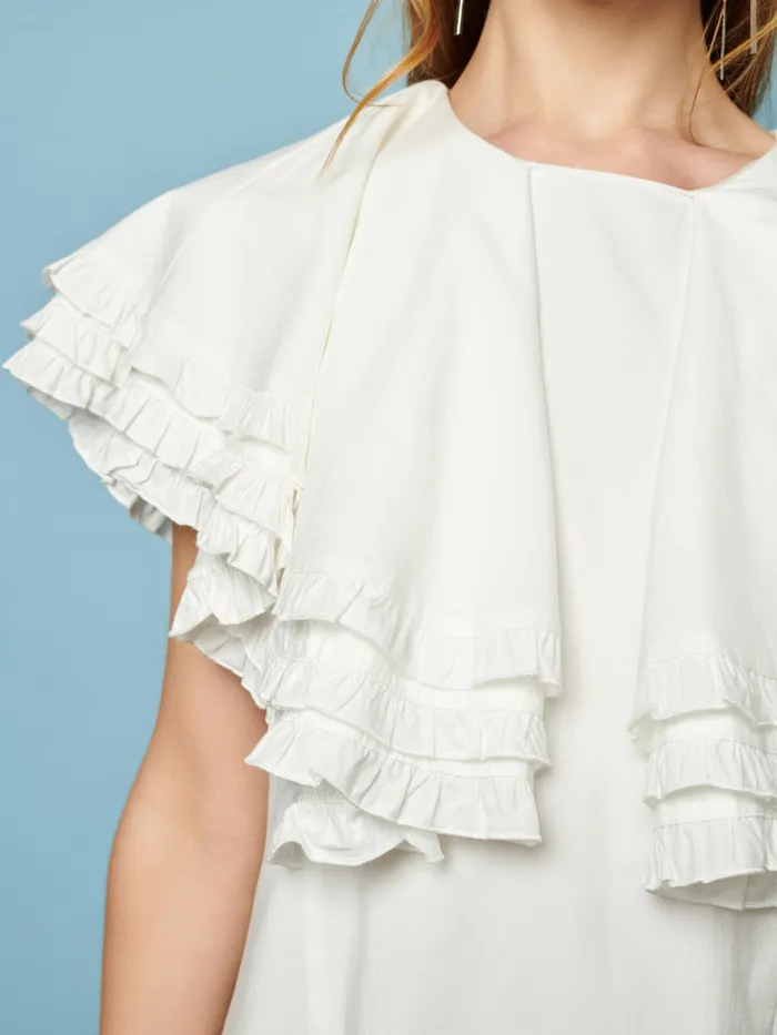 Women Sister Jane Dresses Collie Lace Trim Mini Dress Pearled Ivory