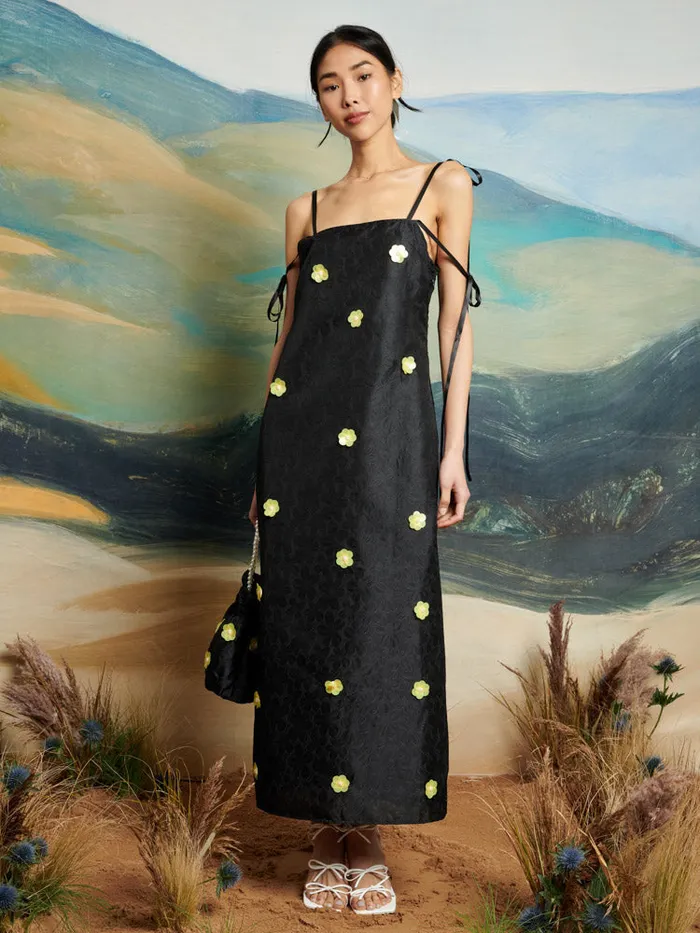 Women Sister Jane Dresses DREAM Fanciful Flower Midi Dress Coal Black