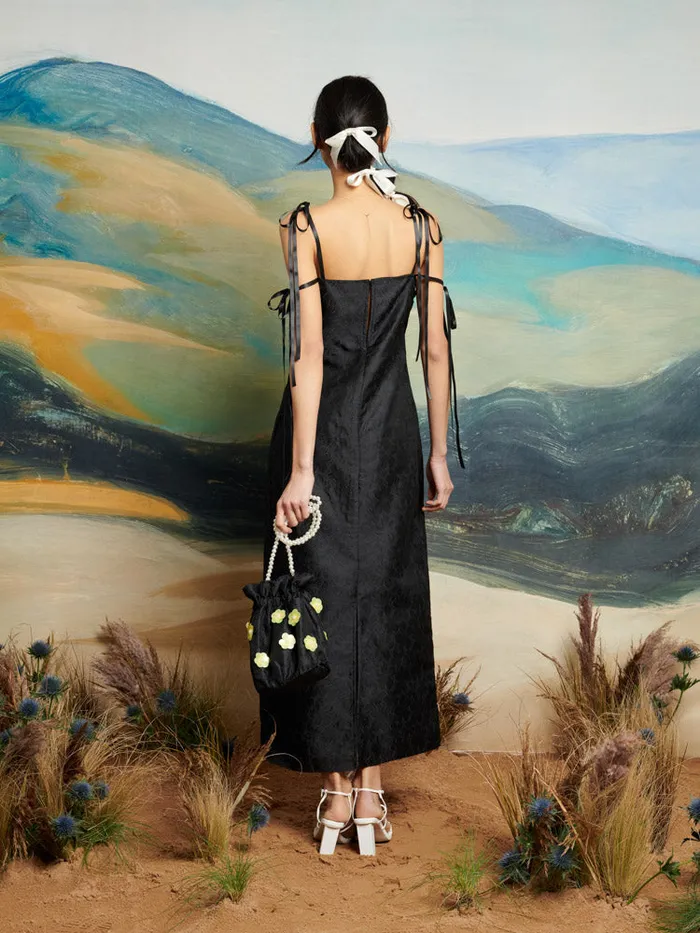 Women Sister Jane Dresses DREAM Fanciful Flower Midi Dress Coal Black