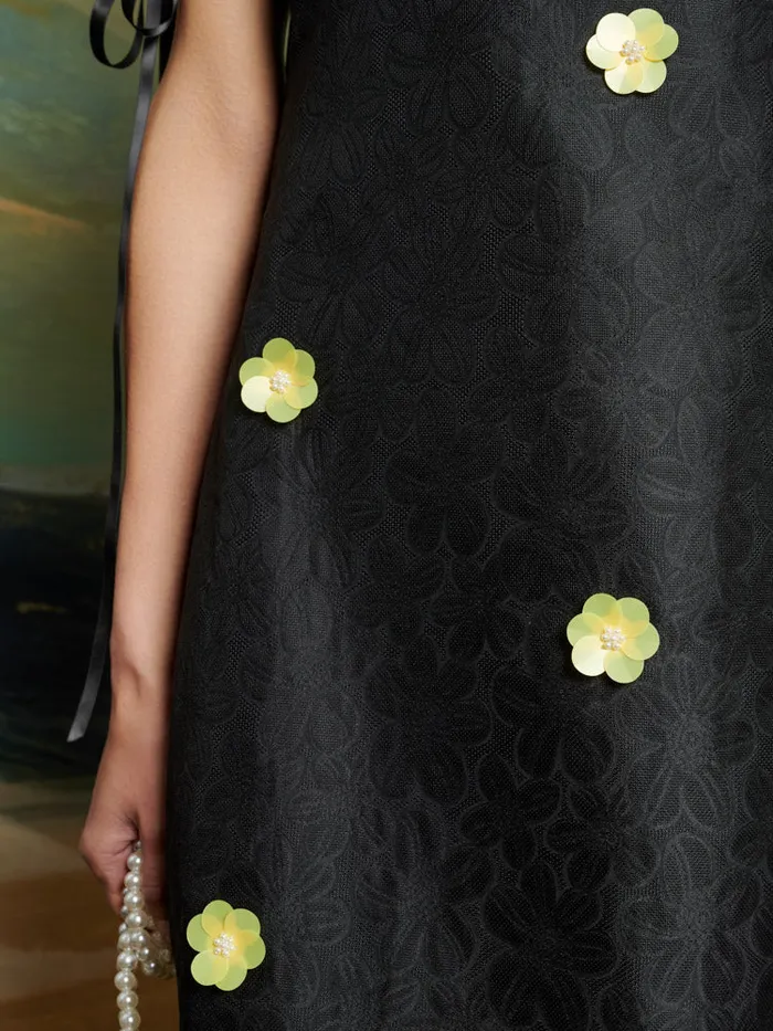 Women Sister Jane Dresses DREAM Fanciful Flower Midi Dress Coal Black