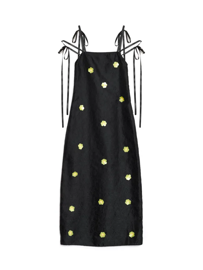 Women Sister Jane Dresses DREAM Fanciful Flower Midi Dress Coal Black