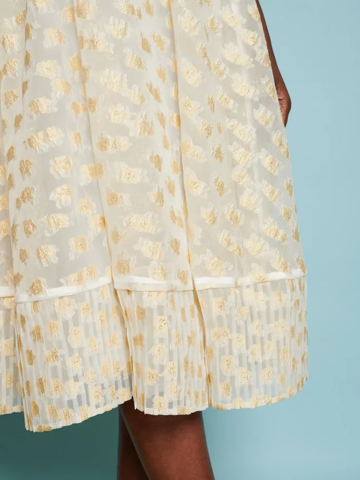 Women Sister Jane Dresses DREAM Marigold Jacquard Midi Dress Gold Ivory