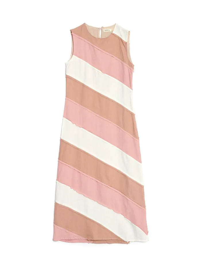 Women Sister Jane Dresses Ghospell Bea Striped Midi Dress Nude Blush Ivory