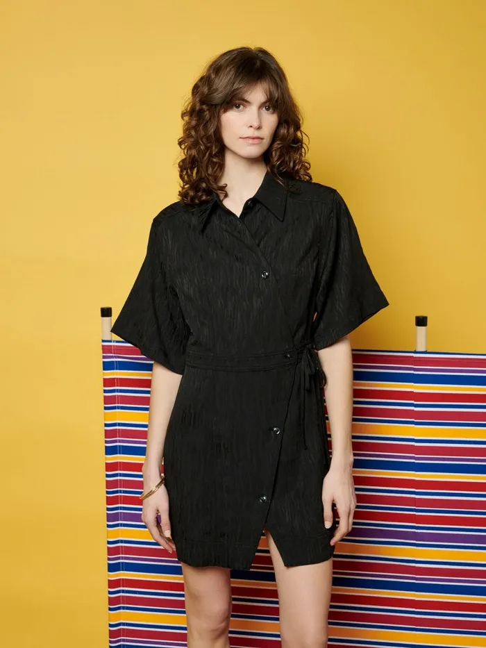 Women Sister Jane Dresses Ghospell Kate Wrap Mini Dress Ink Black