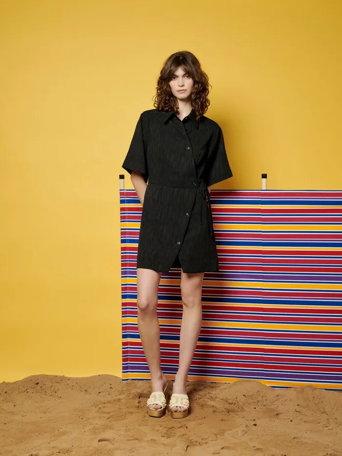 Women Sister Jane Dresses Ghospell Kate Wrap Mini Dress Ink Black