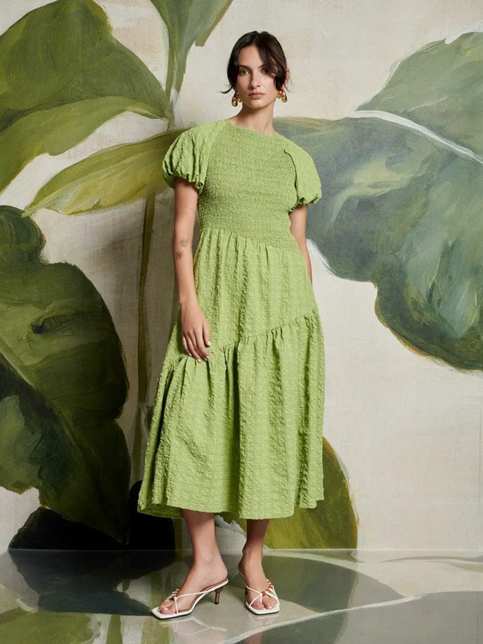 Women Sister Jane Dresses Ghospell Lia Asymmetric Midi Dress Bright Green