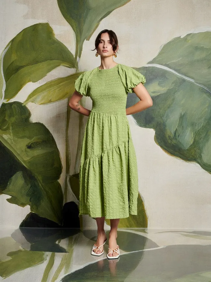 Women Sister Jane Dresses Ghospell Lia Asymmetric Midi Dress Bright Green