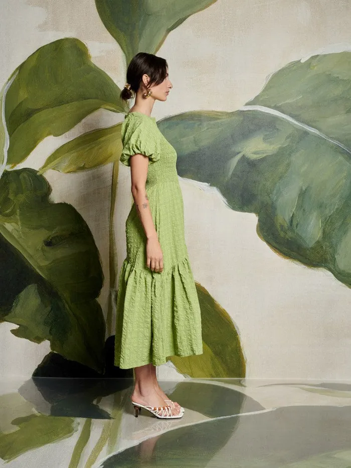Women Sister Jane Dresses Ghospell Lia Asymmetric Midi Dress Bright Green