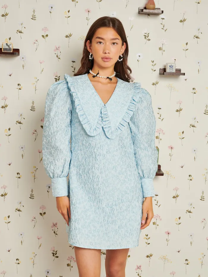Women Sister Jane Dresses Keepsake Jacquard Mini Dress Pastel Blue