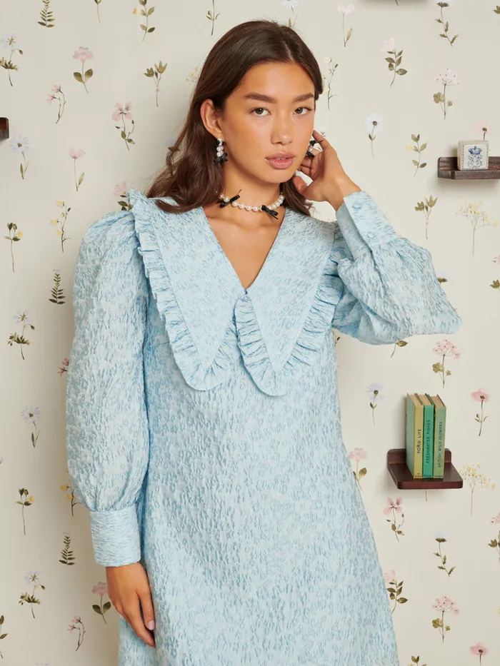 Women Sister Jane Dresses Keepsake Jacquard Mini Dress Pastel Blue