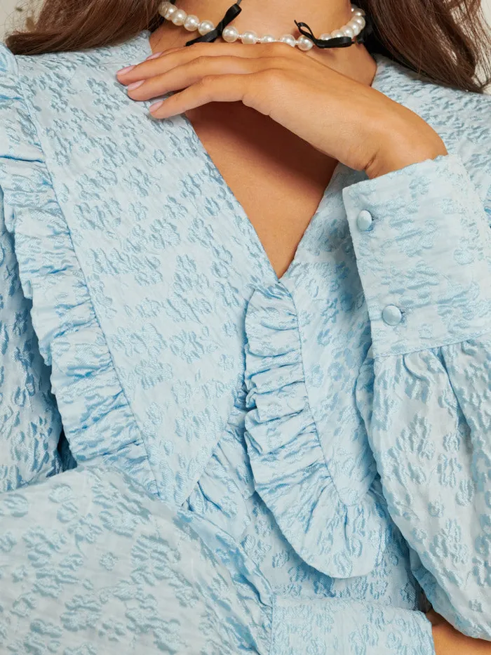 Women Sister Jane Dresses Keepsake Jacquard Mini Dress Pastel Blue