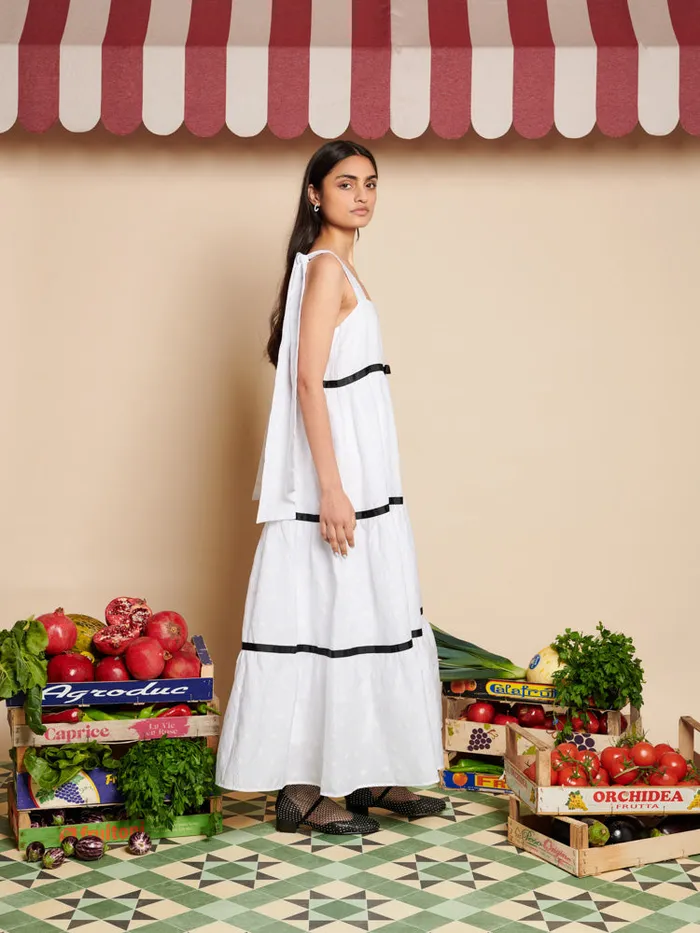 Women Sister Jane Dresses Meadow Jacquard Midi Dress Snow White