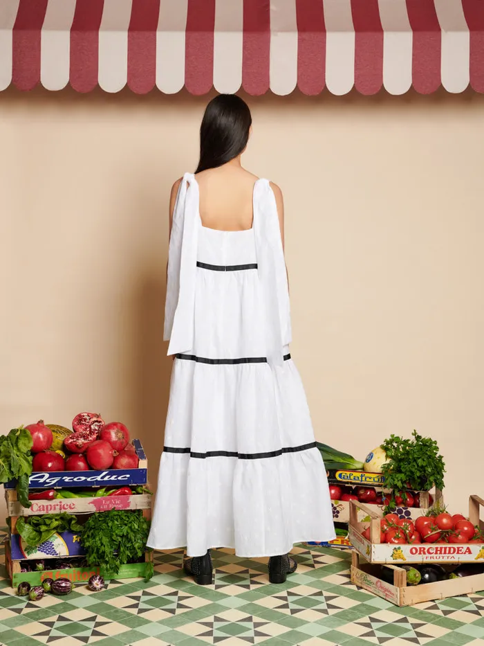 Women Sister Jane Dresses Meadow Jacquard Midi Dress Snow White