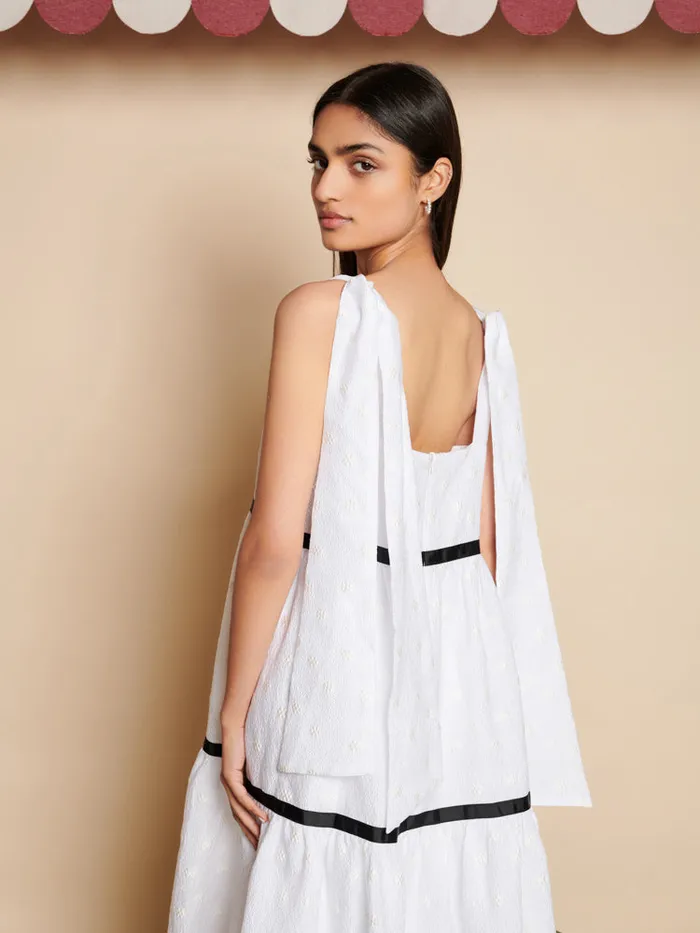 Women Sister Jane Dresses Meadow Jacquard Midi Dress Snow White
