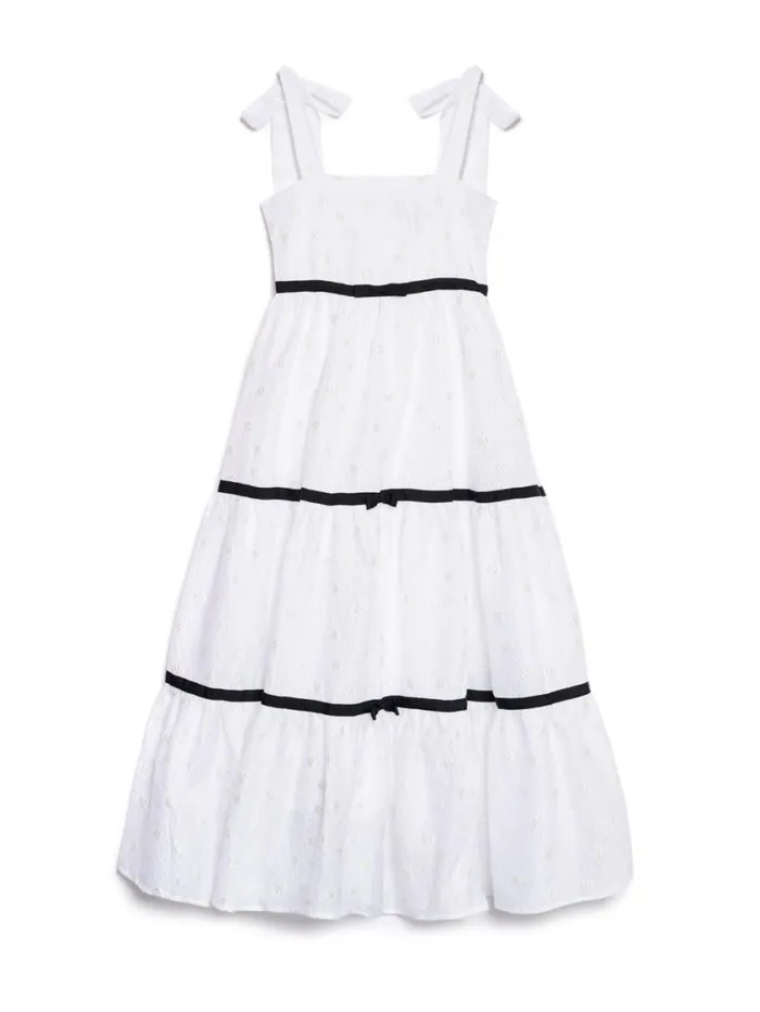 Women Sister Jane Dresses Meadow Jacquard Midi Dress Snow White