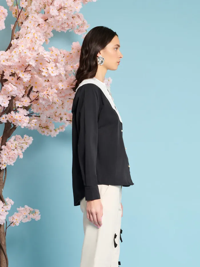 Women Sister Jane Tops Ara Collar Blouse Coal Black
