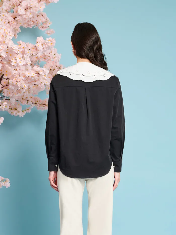 Women Sister Jane Tops Ara Collar Blouse Coal Black