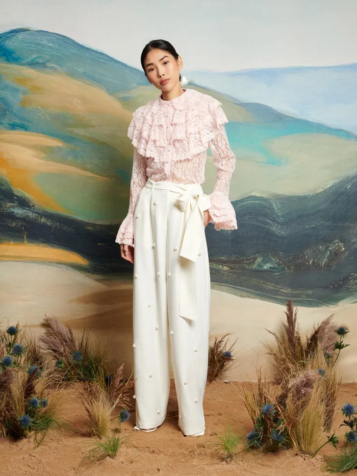 Women Sister Jane Tops DREAM Filly Lace Ruffle Blouse Rose Pink