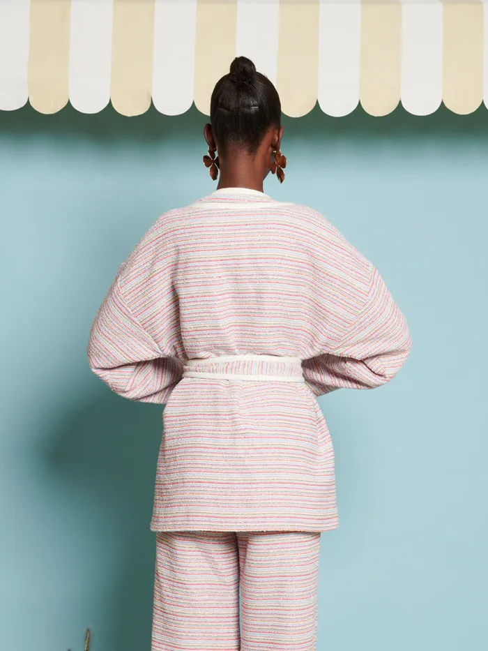 Women Sister Jane Tops DREAM Honeydew Tweed Cardigan Rainbow Stripes