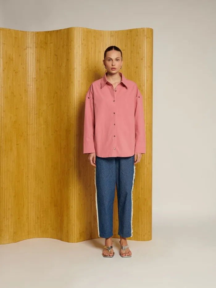 Women Sister Jane Tops Ghospell Astra Oversized Shirt Peony Pink