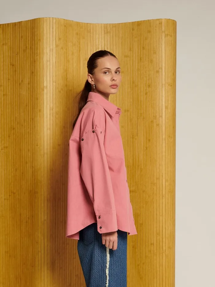 Women Sister Jane Tops Ghospell Astra Oversized Shirt Peony Pink