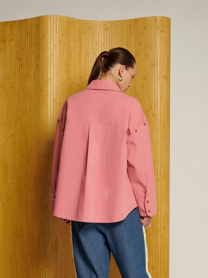 Women Sister Jane Tops Ghospell Astra Oversized Shirt Peony Pink