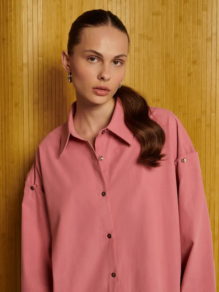 Women Sister Jane Tops Ghospell Astra Oversized Shirt Peony Pink
