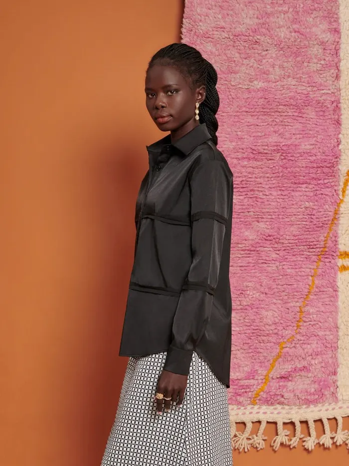 Women Sister Jane Tops Ghospell Ruth Panelled Shirt Coal Black