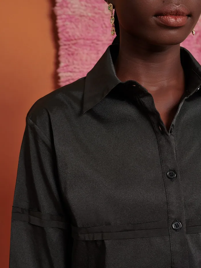 Women Sister Jane Tops Ghospell Ruth Panelled Shirt Coal Black