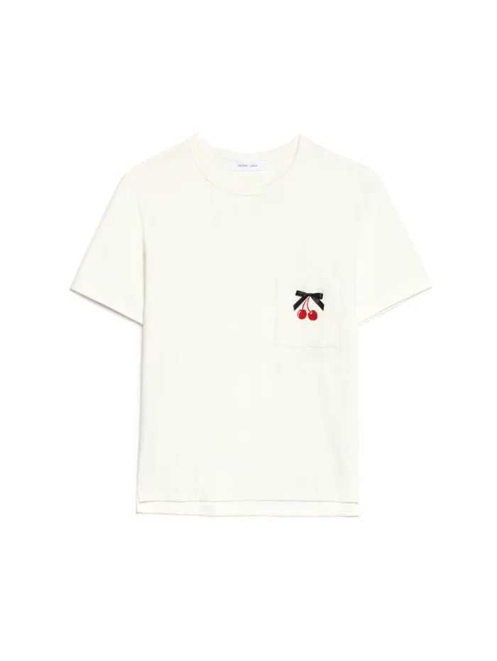 Women Sister Jane Tops Rory Cherry Embroidery Shirt Snow White