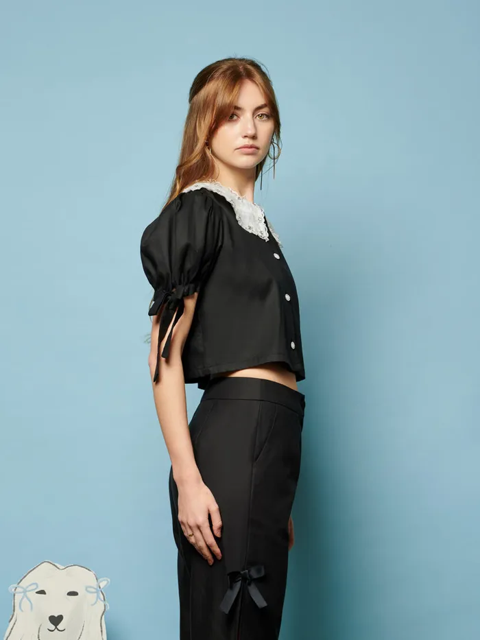 Women Sister Jane Tops Sandy Bow Top Coal Black
