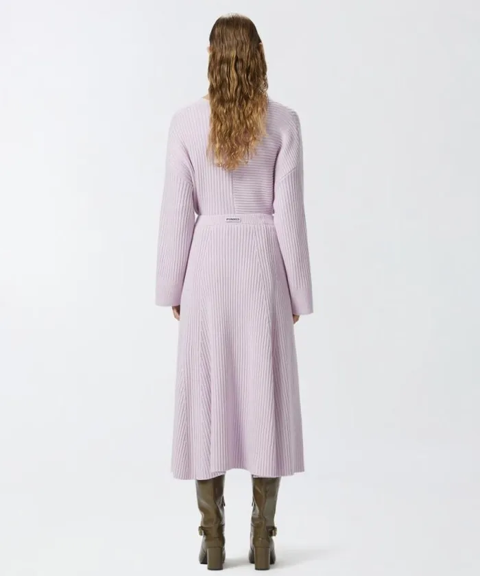 Women Skirts Pinko Flared Cashmereblend Ribbed Knit Skirt Lilacseductive Orchid