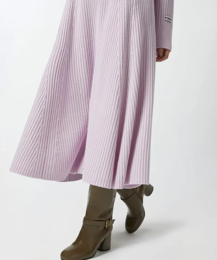 Women Skirts Pinko Flared Cashmereblend Ribbed Knit Skirt Lilacseductive Orchid