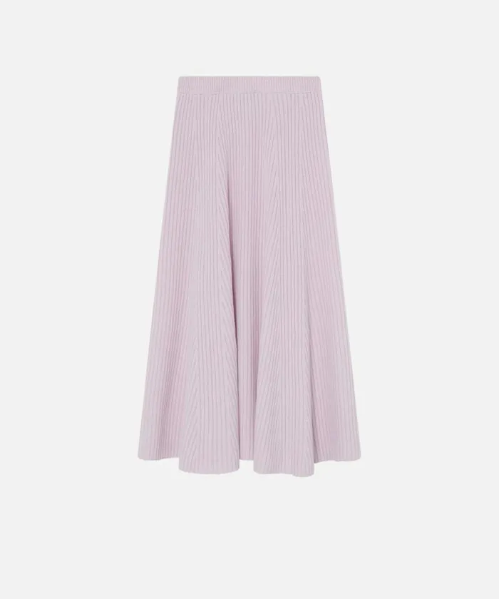 Women Skirts Pinko Flared Cashmereblend Ribbed Knit Skirt Lilacseductive Orchid