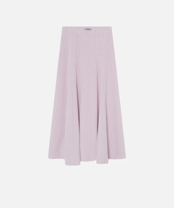 Women Skirts Pinko Flared Cashmereblend Ribbed Knit Skirt Lilacseductive Orchid