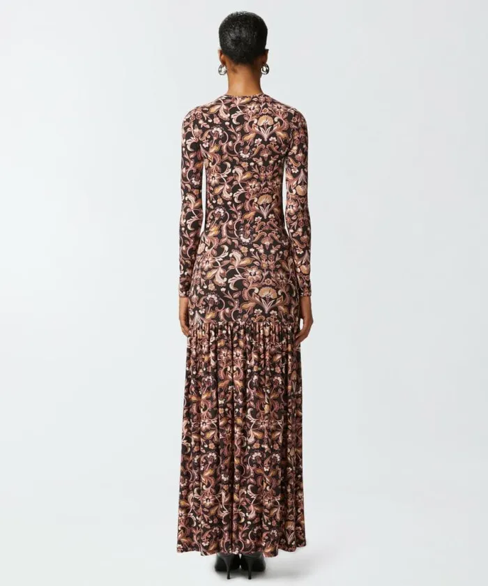 Women Skirts Pinko Long Floral Jersey Skirt Multi Brownbeige Women Skirts Pinko Long Floral Jersey Skirt Multi Brownbeige
