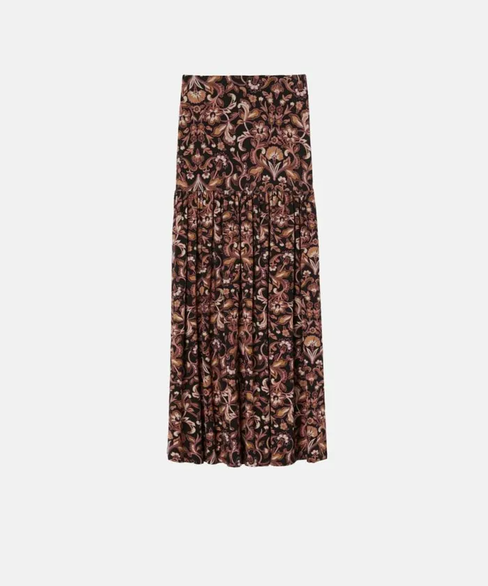 Women Skirts Pinko Long Floral Jersey Skirt Multi Brownbeige Women Skirts Pinko Long Floral Jersey Skirt Multi Brownbeige