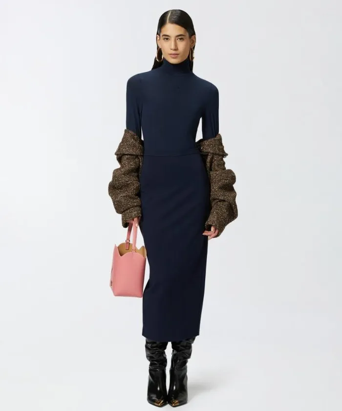 Women Skirts Pinko Long Pencil Skirt With Slit Total Eclipse Blue