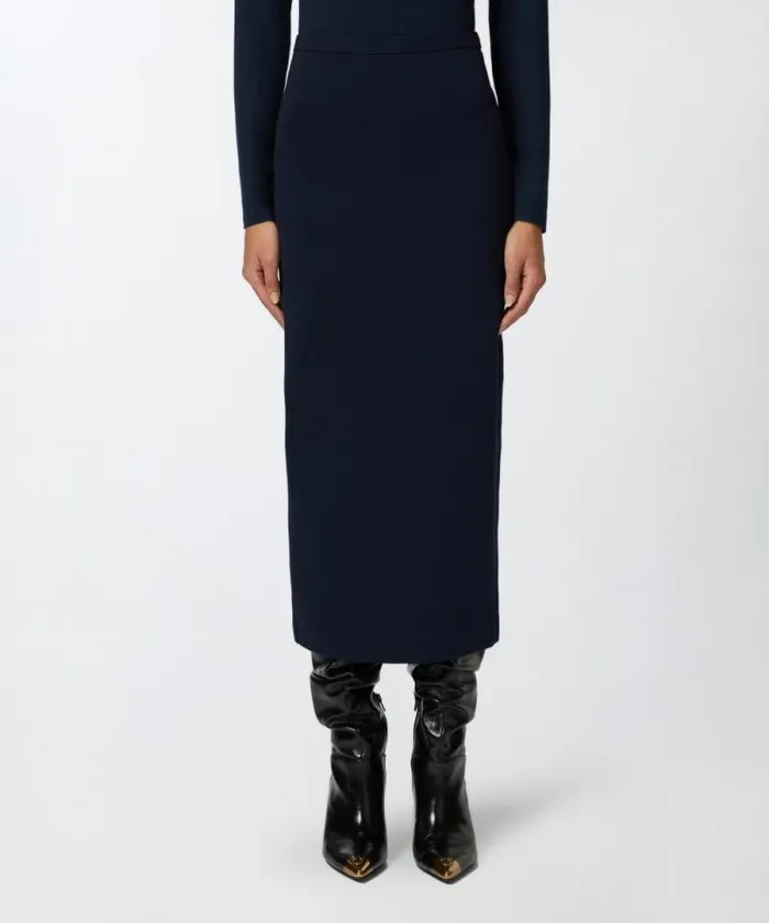 Women Skirts Pinko Long Pencil Skirt With Slit Total Eclipse Blue Women Skirts Pinko Long Pencil Skirt With Slit Total Eclipse Blue