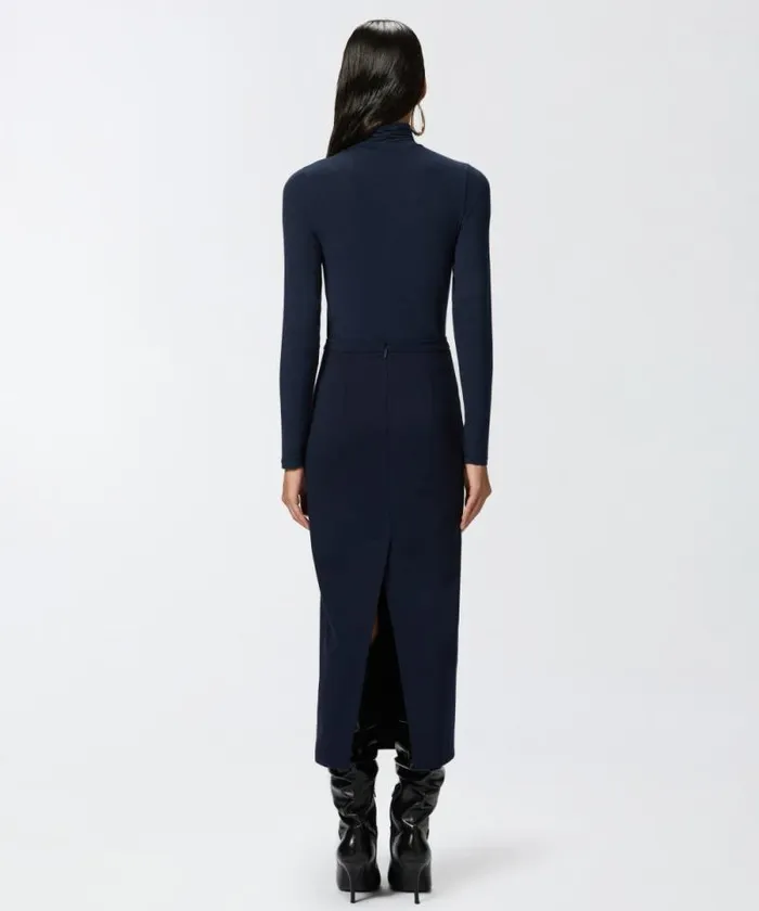 Women Skirts Pinko Long Pencil Skirt With Slit Total Eclipse Blue Women Skirts Pinko Long Pencil Skirt With Slit Total Eclipse Blue