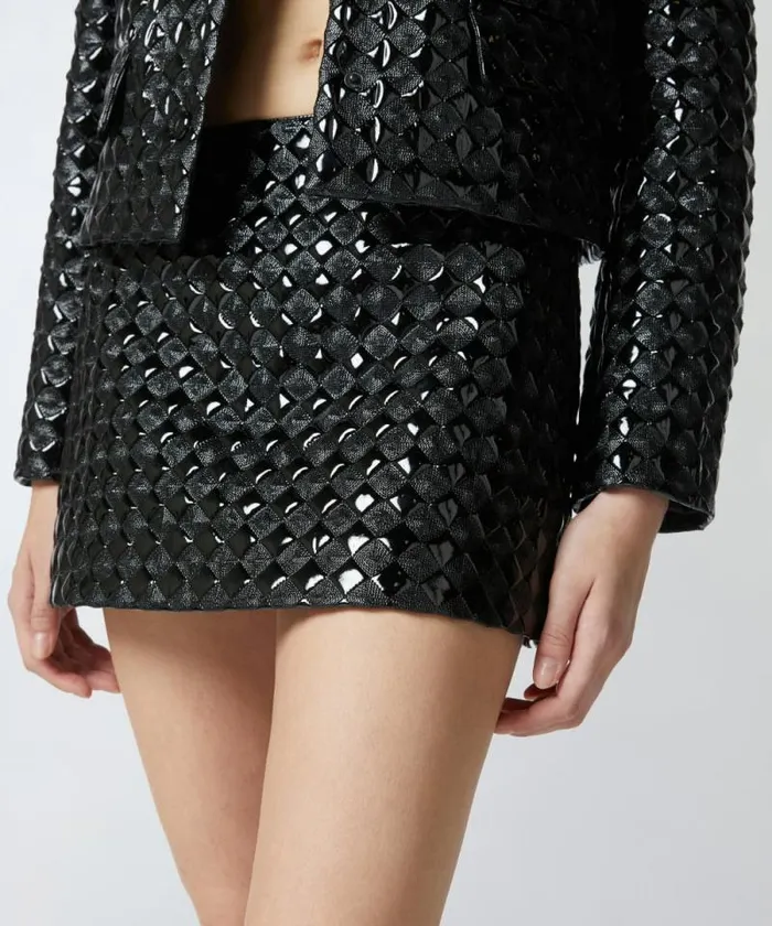 Women Skirts Pinko Patent Leather Mini Skirt With Quilted Pattern Limo Black Women Skirts Pinko Patent Leather Mini Skirt With Quilted Pattern Limo Black