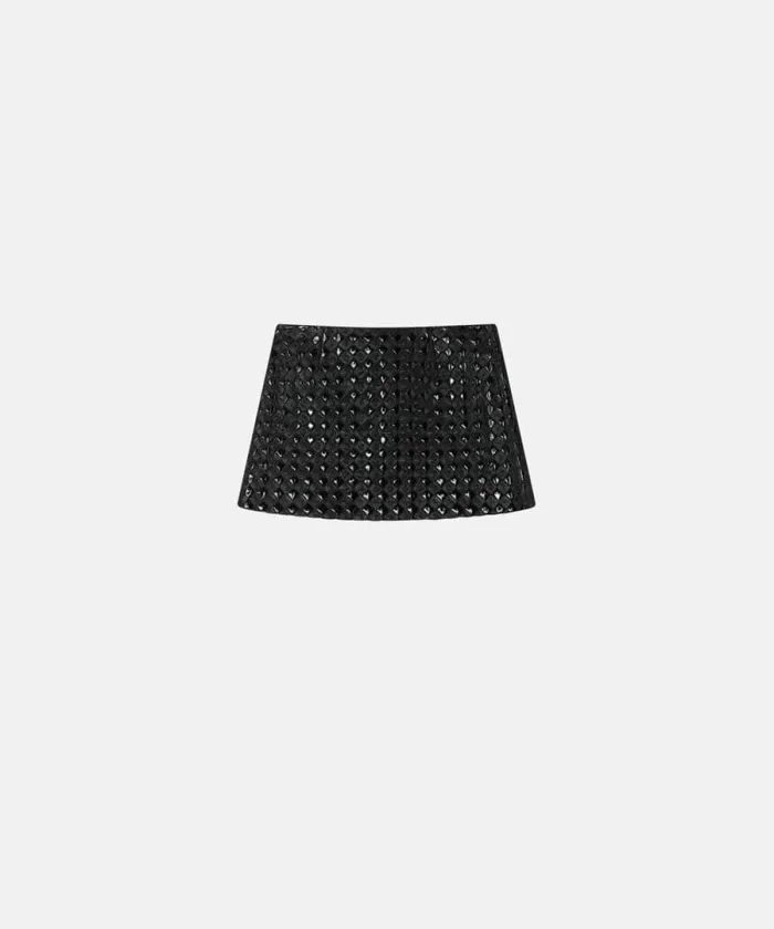 Women Skirts Pinko Patent Leather Mini Skirt With Quilted Pattern Limo Black Women Skirts Pinko Patent Leather Mini Skirt With Quilted Pattern Limo Black