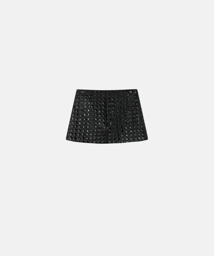 Women Skirts Pinko Patent Leather Mini Skirt With Quilted Pattern Limo Black Women Skirts Pinko Patent Leather Mini Skirt With Quilted Pattern Limo Black