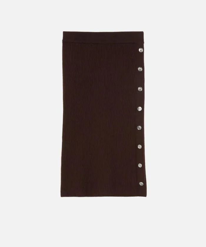 Women Skirts Pinko Ribbed Calflength Skirt With Buttons Brown Women Skirts Pinko Ribbed Calflength Skirt With Buttons Brown