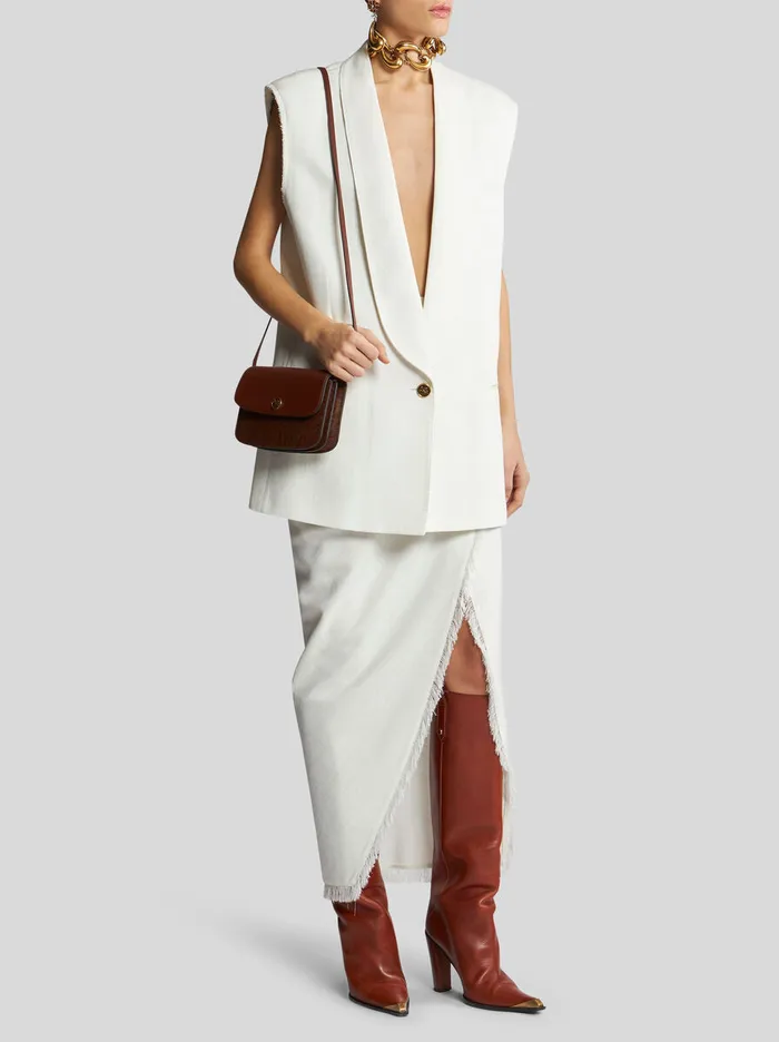 Women Slub Fabric Waistcoat Etro Jackets