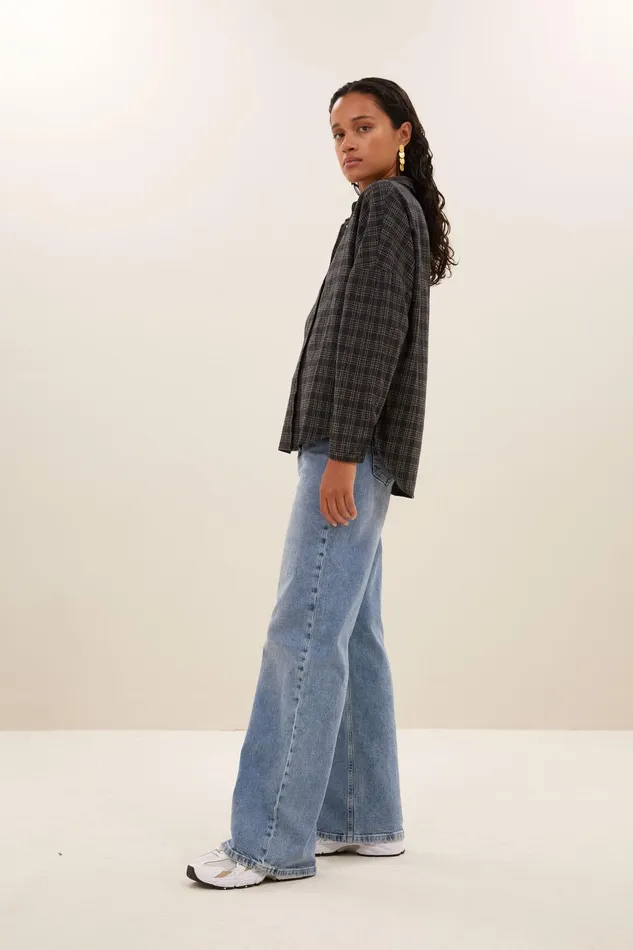 Women Small Check Blouse Caramel Bybar Blouses